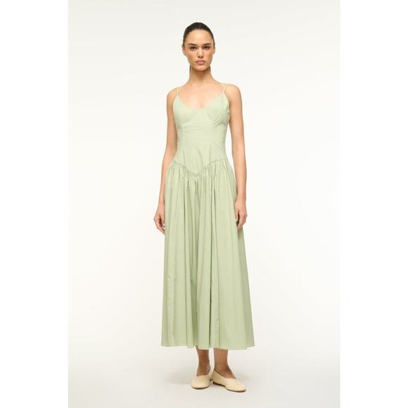 STAUD Dena Dress Pale Jade - 2 - Picture 1 of 5